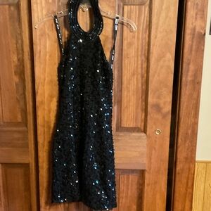Zum Zum by Niki Livas Black Sequin Halter Dress